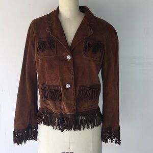 Santacroce firenze Italy VTG leather fringe jacket